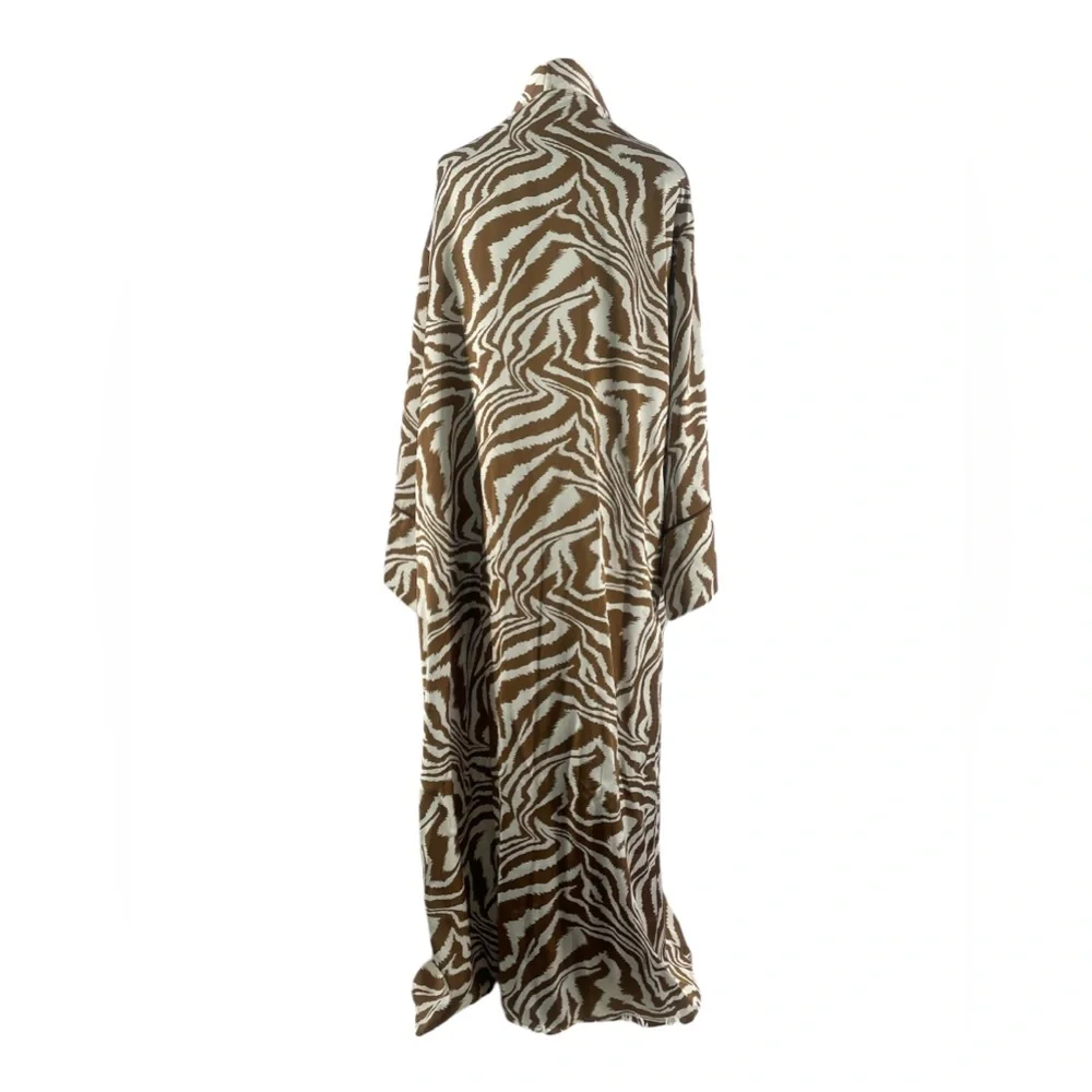 Zebra print Elegant Taupe,brown,white Kimono, Large - Picture 3 of 9